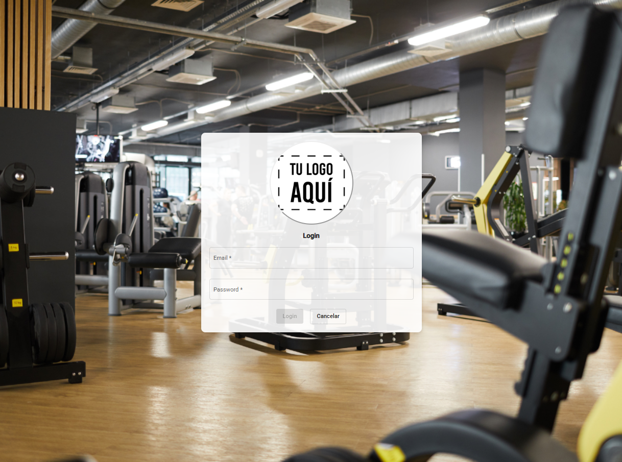 Pantalla de inicio de sesión personalizable de The App Gym